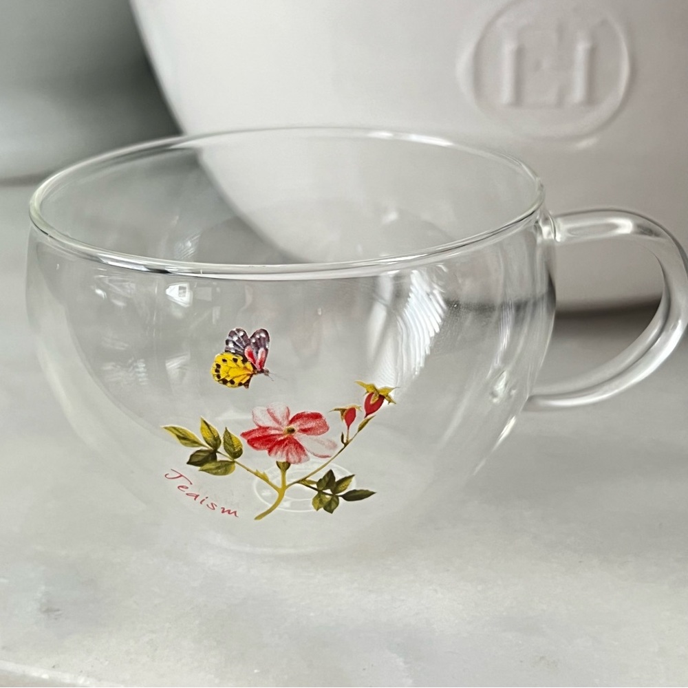 Teaism Dainty Floral Painted Glass Teacup
